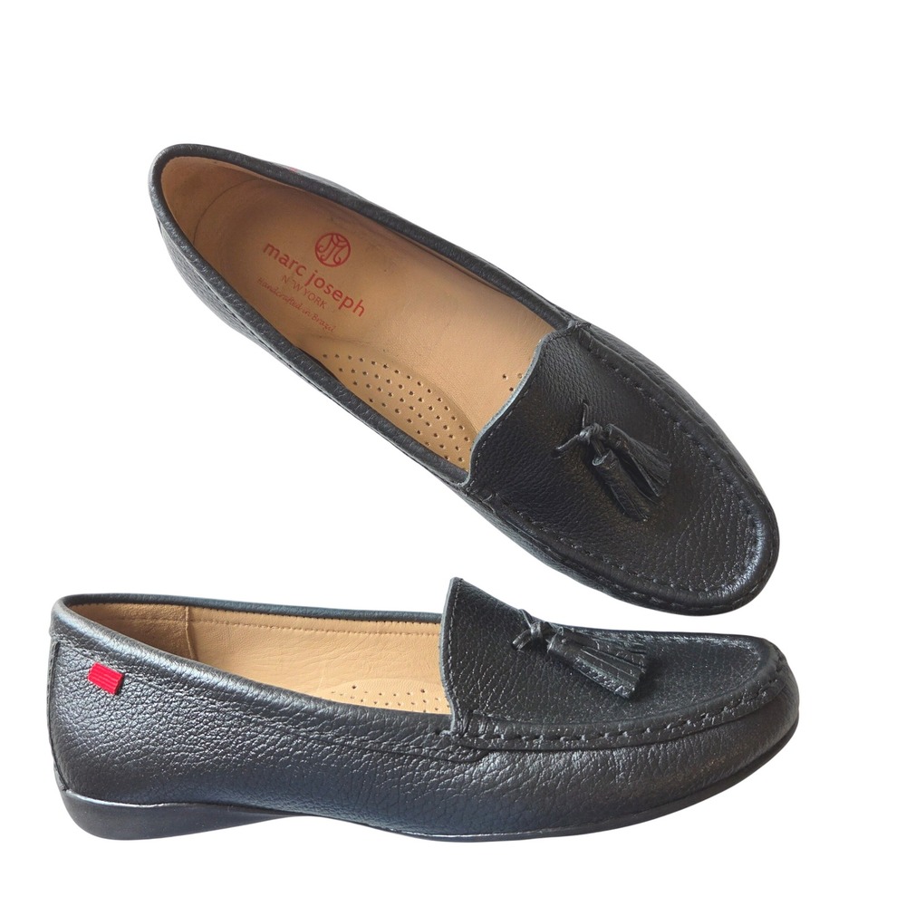 Marc Joseph New York Riviera Black Pebbled Leather Tassel Loafers Womens 7.5